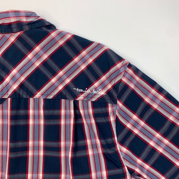 Travis Mathew Shirt Mens L Large Chalkboard Plaid Peluso Button Up Short Sleeve - Picture 8 of 12